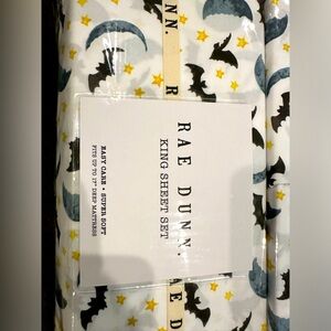 King Halloween sheets Rachel Dunn bats moon stars SPOOKY NWT